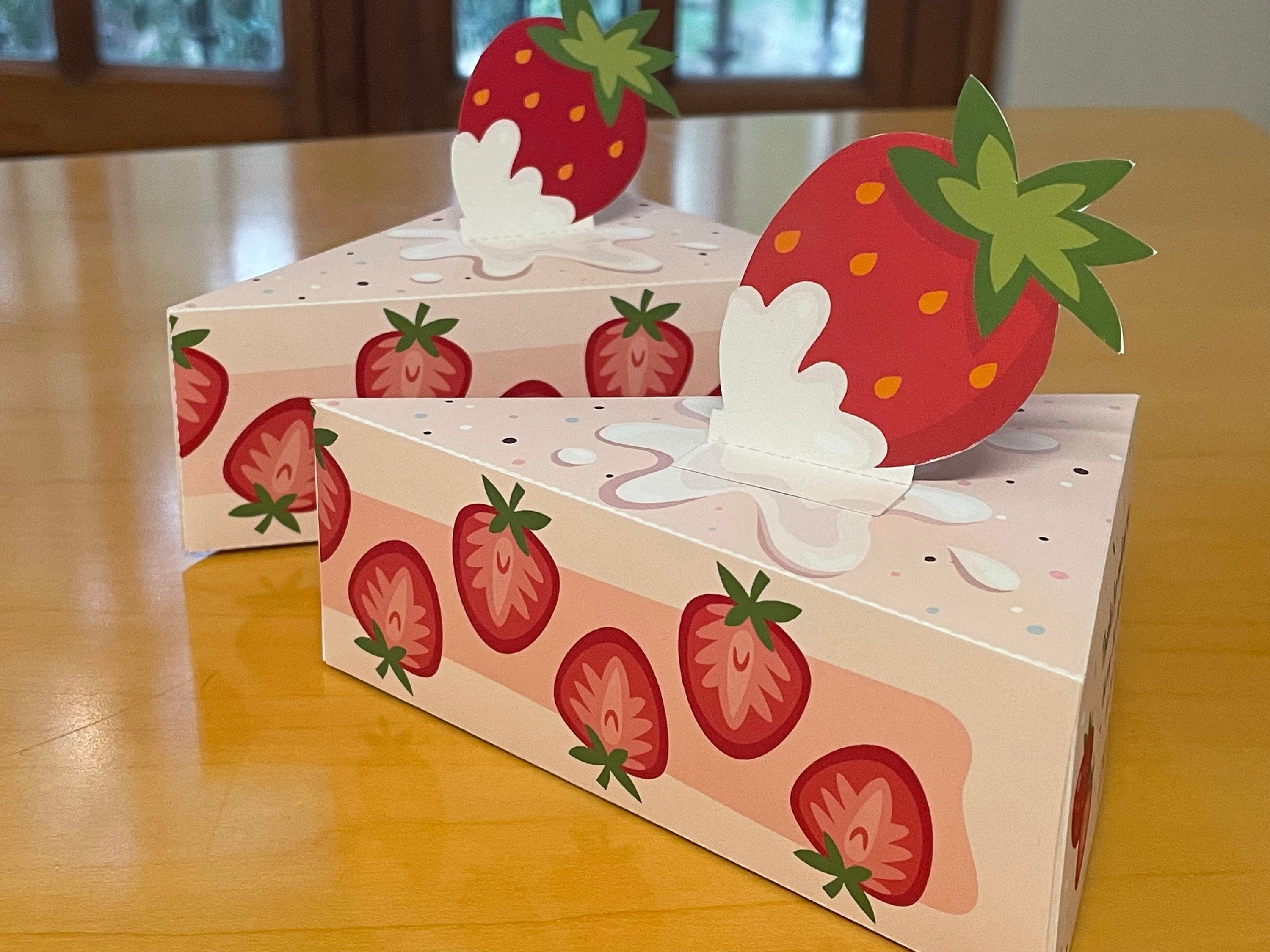 Strawberry Birthday Printable Cake Slice Box, Very Berry First