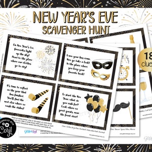 2024 New Years Eve scavenger hunt for kids / New Year's Eve party games / New Year treasure hunt clues printable / nye games for kids adults image 3