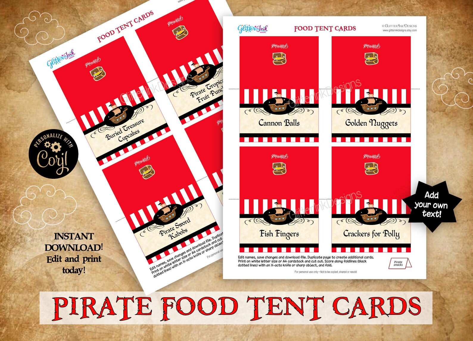 Pirate Party Food Tent Cards / Pirate Birthday Buffet Table - Etsy
