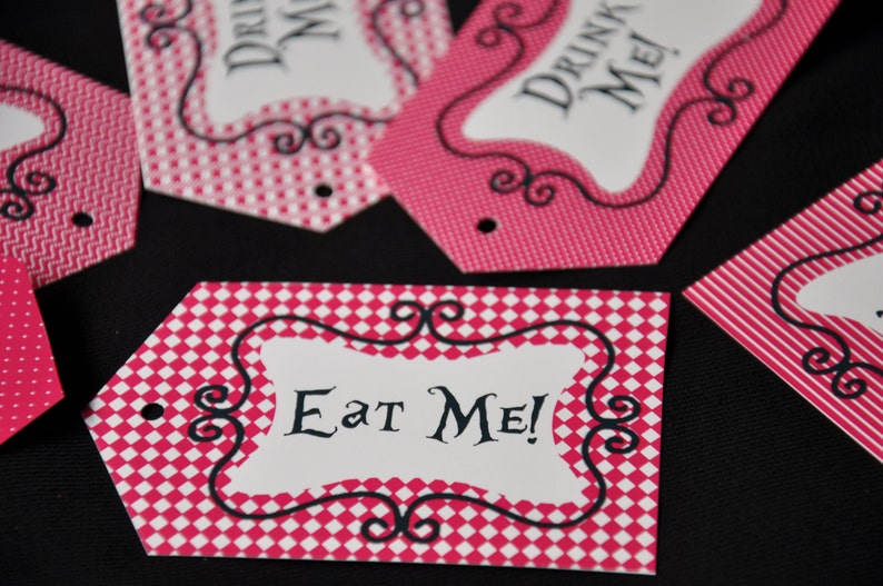 Alice in Wonderland Mad Hatter Tea Party printable Eat Me Drink Me tags / Alice in Wonderland tea party favors / Tea party favor tags image 2