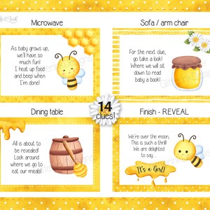 What will Baby Bee? Gender reveal scavenger hunt clue cards for baby shower party games, Printable customizable treasure hunt clues image 8