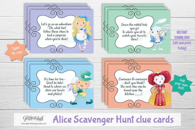 Alice In Wonderland Treasure Hunt Printable