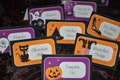 Halloween Party printable food tent cards and candy jar labels, Spooky trick or treat editable favor bag toppers & buffet table place cards