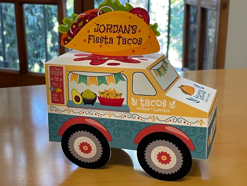 Taco truck printable favor box / DIY Taco Twosday party favors / Editable taco 'bout a party treat box / Personalized taco party decorations image 1