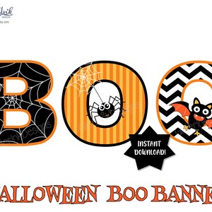 Halloween party Boo banner / Halloween printable party decorations / printable Halloween banner / Halloween decorations / Halloween decor image 3