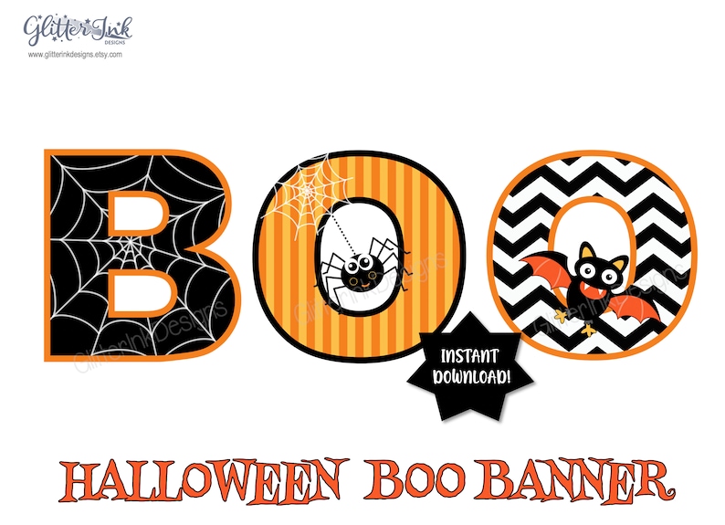 Halloween party Boo banner / Halloween printable party decorations / printable Halloween banner / Halloween decorations / Halloween decor image 3