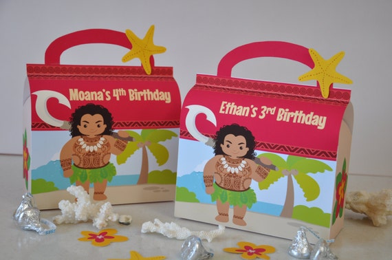 Moana party favors / Moana birthday printable favor box / Moana favor boxes / Moana favor bags / Maui party favors Il_570xn