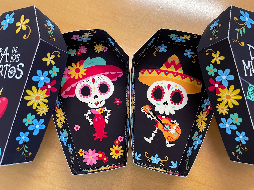 Day of the Dead Coffin Treat Box, Día De Los Muertos Sugar Skull Party ...