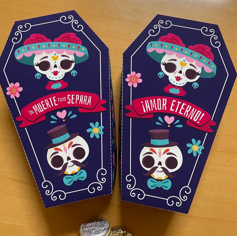 Day of the Dead Coffin Treat Box, Dia De Los Muertos Sugar Skull Party ...