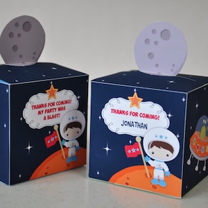 Outer space astronaut party favor box / Rocket party favors / printable treat box / spaceship, aliens