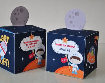 Outer space astronaut party favor box / Rocket party favors / printable treat box / spaceship, aliens