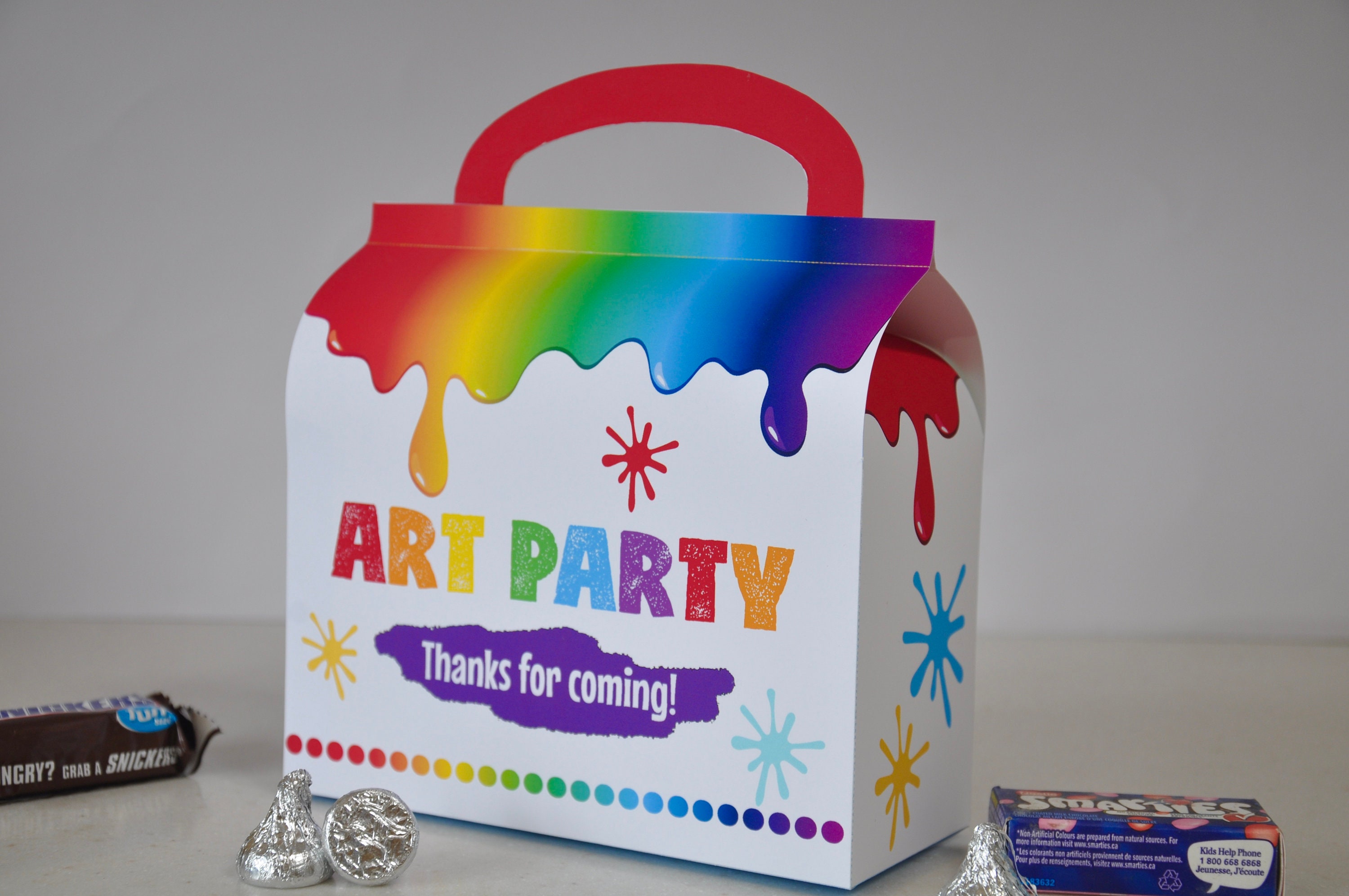 Art party favor box / rainbow party favors / Paint party treat boxes /  dripping paint party favors