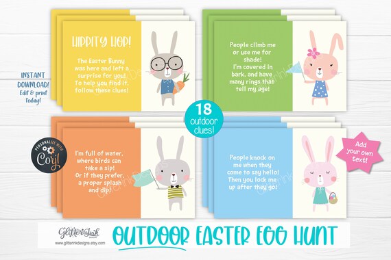Outdoor Easter Scavenger Hunt For Kids Easter Egg Hunt Clues Etsy