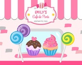 PRINTABLE 24x36" Bakery party backdrop / Bake shoppe dessert table background / Paris cafe patisserie / Editable cupcake shop photo prop Il_170x135