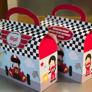 Car Racing Driver Personalized Kids Party Favor Boxes - Empty Gift Bags For Birthday Themes