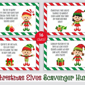 Christmas Elves Kids Treasure Hunt Clues / Elf Scavenger Hunt ...