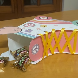 Groovy roller skate party favor boxes for retro skating birthday, Customizable printable party favors treat box decorations image 6