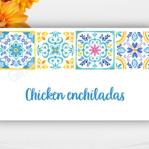 Mexican Fiesta Food Tent Cards Cinco De Mayo Birthday Bridal Shower ...