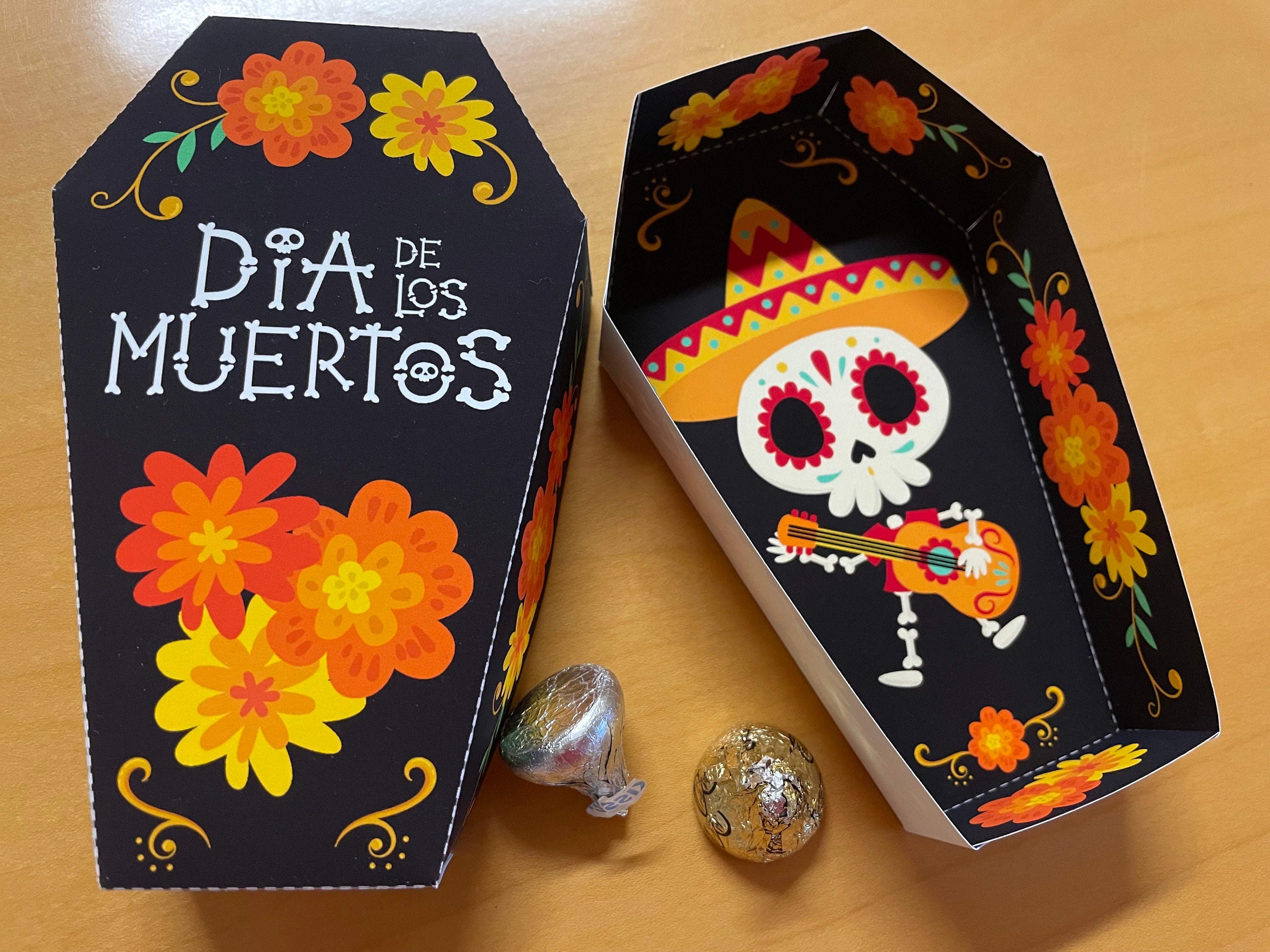 Caja de golosinas con forma de ataúd para el Día de los Muertos, obsequios para  fiestas con calaveras de azúcar para el Día de los Muertos, calavera  mexicana con esqueleto de Halloween, image size:3000x2250