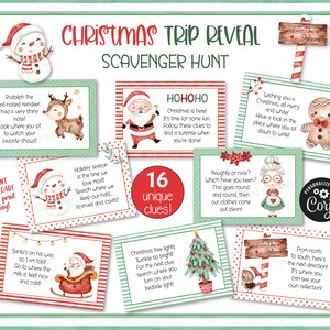 Weihnachtsüberraschungs-Kreuzfahrtreise enthülle Schnitzeljagd & Bordkarte, druckbare Hinweise für die Schatzsuche von Kindern mit Urlaubstickets für den Weihnachtsmann Bild 2