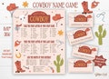 What's your Cowboy name printable party game, Wild West Space Cowboys birthday rodeo name generator sign, tags and cards - instant download