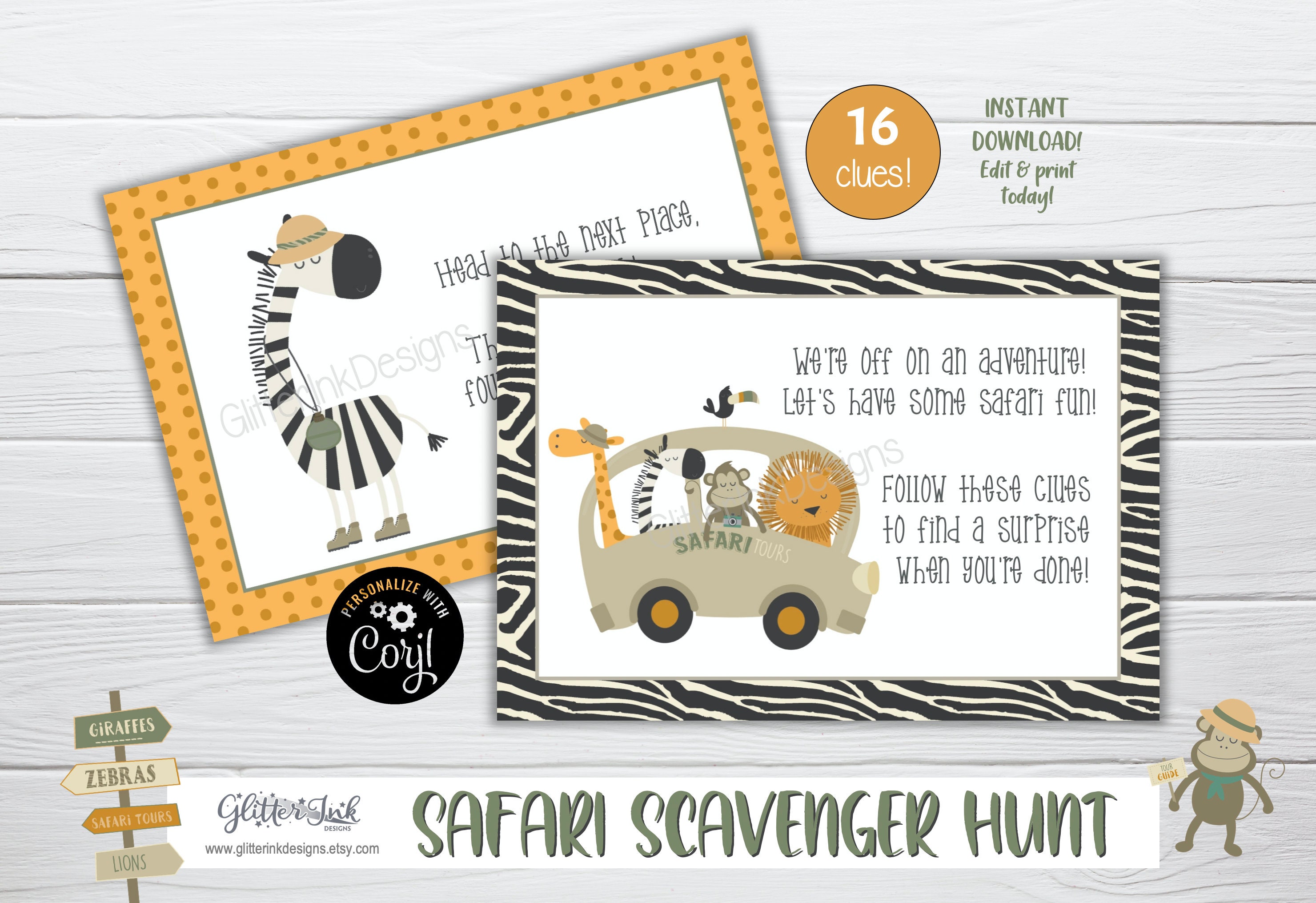Safari scavenger hunt clue cards / Jungle treasure hunt clues | Etsy