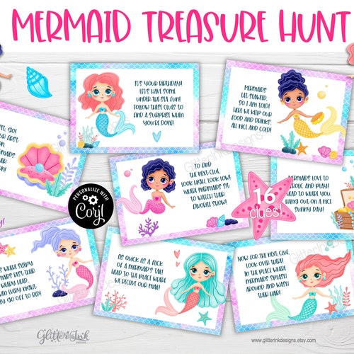 Mermaid Scavenger Hunt Printable Cute Mermaid Party Game - Etsy