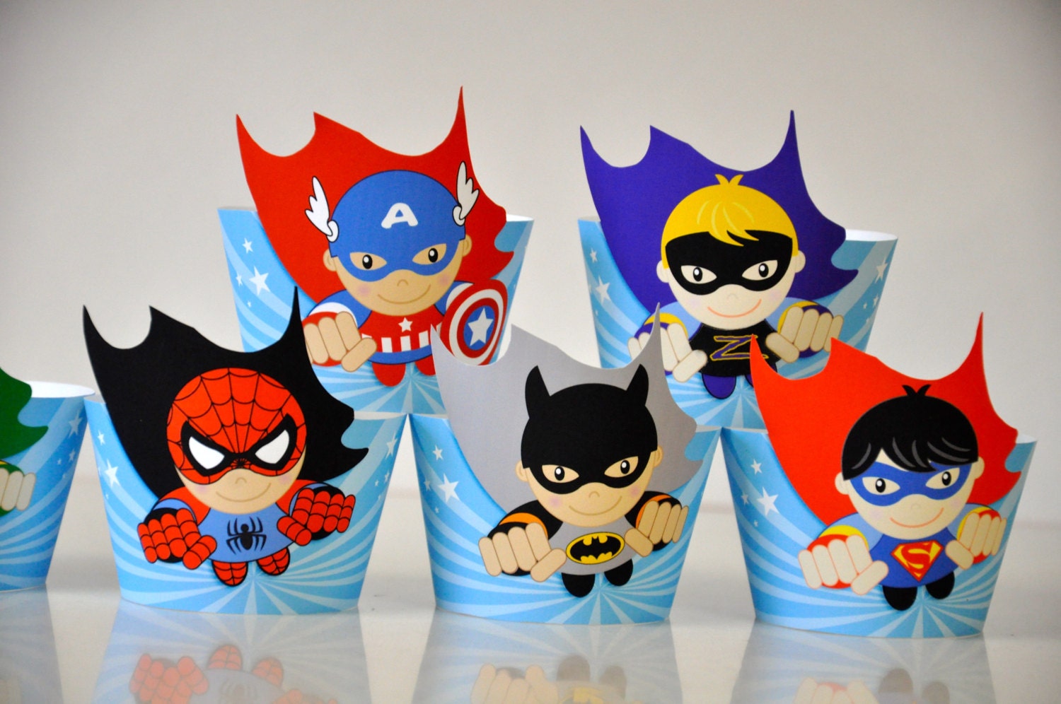 Super Heroes Party Cupcake Wrappers Flash Toppers With Super Heroes Party Cupcake Wrappers Flash Toppers With