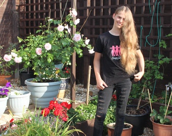 Girls, Womans T shirt, Graphic Tee, T shirt  boogie - Woman's Quirky Organic T shirt, Fairwear - Humorous - CAT'S LINE DANCING