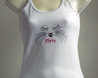 Camisole, White  Graphic Tee   - Quirky Cats