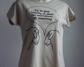 Woman's t.shirt with Climate change message - Colour Sand - Sheep