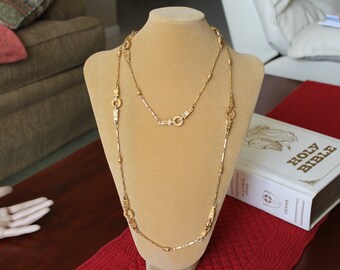 Long Heavy Gold Toned Chain, Fifty three and one half Inches, Can easily be doubled, Birthday gift, Christmas gift, Anniversary gift, Nice