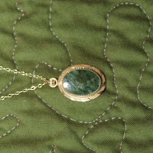 Beautiful Delicate Gold Filled Pendant Setting with Phrenite Gemstone and Gold Plated Sterling Silver Chain