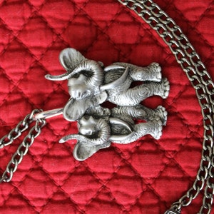 JJ Jonette&#39;s Two Charging Pewter Elephants, Figural brooch, Pewter, Christmas gift, Birthday gift, Animal Rights advocate&#39;s, African animal