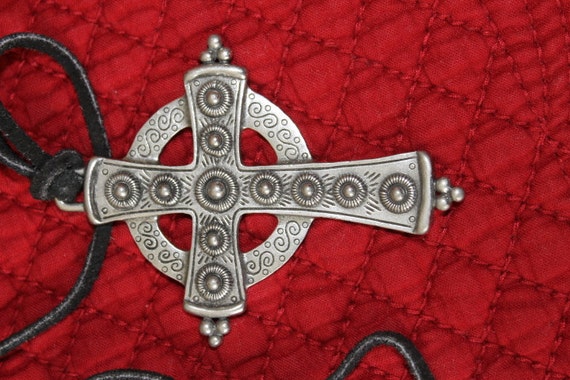 JJ Jonette  Large Pewter Cross Set with Earrings - image 2