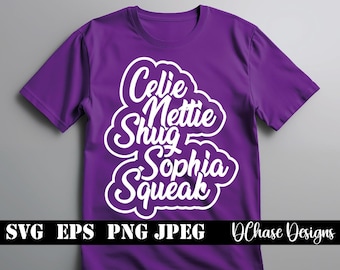 Celie, Nettie, Shug, Squeak, Sofia • Color Purple • Instant Digital Download SVG • dxf • png • eps • jpeg 300dpi Printable