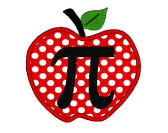 Apple Pi Pie INSTANT DOWNLOAD Applique. Machine Embroidery Design Digitized File