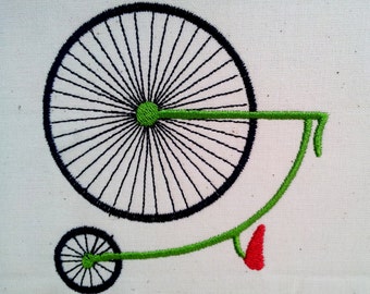 Penny Farthing Old Bicycle Outline. Machine Embroidery Design Digitized File