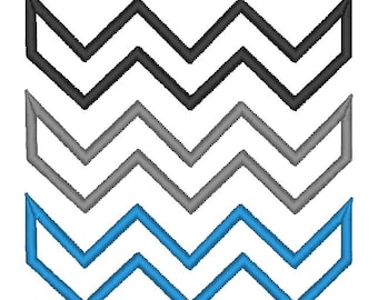 Zigzag Chevron x3 Pattern Applique. INSTANT DOWNLOAD Machine Embroidery Design Digitized File