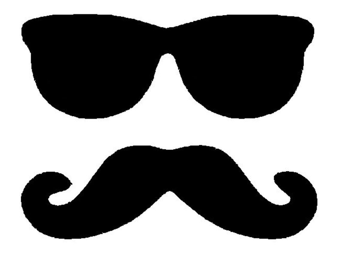 Glasses and Moustache Mustache Silhouette Applique. INSTANT - Etsy UK