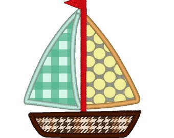 Sailboat Boat Schooner APPLIQUE. Instant Download Machine Embroidery Design Digitized File