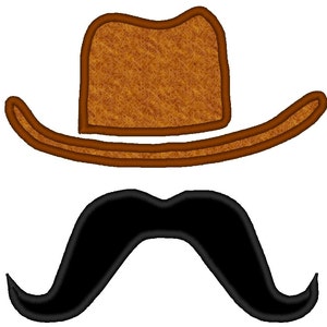 Cowboy hat moustache mustache applique instant download  etsy