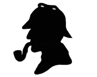 Sherlock Holmes Silhouette Applique Head. Instant Download Machine Embroidery Design Digitized File