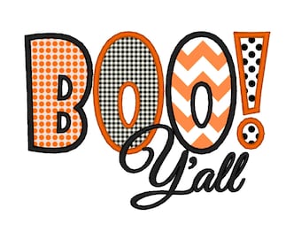 Hallå er alla Halloween-applikation. Direkt nedladdning av maskinbroderidesign, digitaliserad fil.