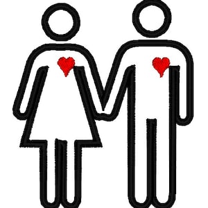Junge Mann Mädchen paar Frau Liebe Valentine Applique. Sofortiger Download Maschine Stickerei Design digitalisierte Datei