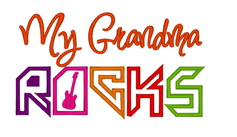 Grandmother Rocks My Grandma Rocks Applique. INSTANT DOWNLOAD. Machine Embroidery Design ...