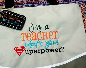 I'm a Teacher what's your Superpower. INSTANT DOWNLOAD. Machine Embroidery Design Digitized File 4x4 5x7 6x10