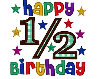 Half Birthday Stars. Instant Download Machine Embroidery Design INSTANT DOWNLOAD File 4x4 5x7 6x10