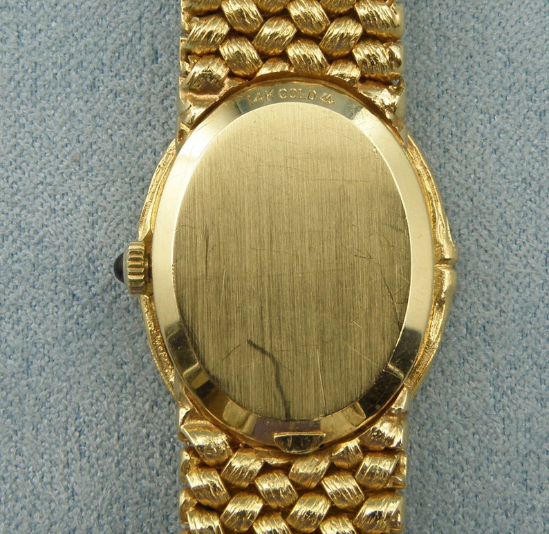 14Kt Yellow Gold Ladies MOVADO Oval Face Watch w/Gold Etsy
