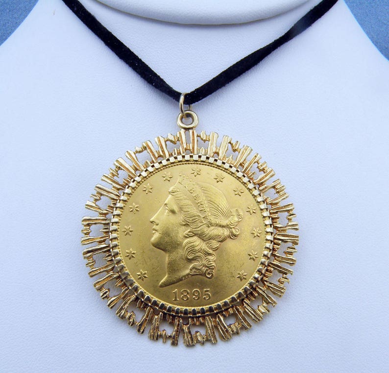1895 S 20dollar Liberty Head Double Eagle Gold Coin Pendant 14k Bezel Sku P 1215